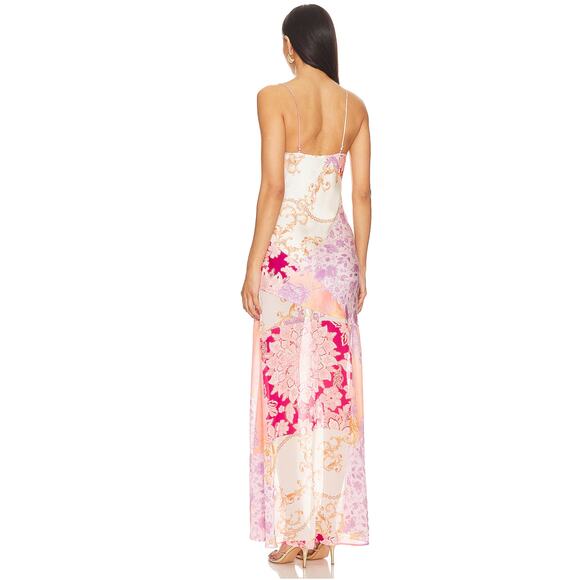 Majorelle Riviera Gown Maxi Slip Dress Medallion Patchwork Slit Sleeveless Sz S‎ - Picture 4 of 10